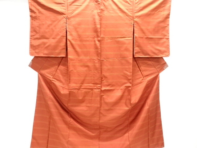 未使用品　横段織り出し米沢紬着物